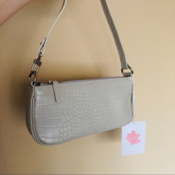 Crocodile pattern shoulder baguette bag - Picture 3 of 4